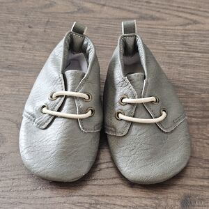 Sweet N Swag Baby Gray Leather Moxfords Sz 3